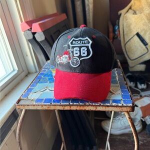 Route 66 cap- Black and Red Motorcycle Design